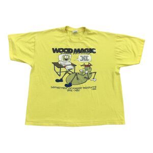 Vintage 1995 Single Stitch MSU Science Fair Wood Short Sleeve T-Shirt XL Yellow